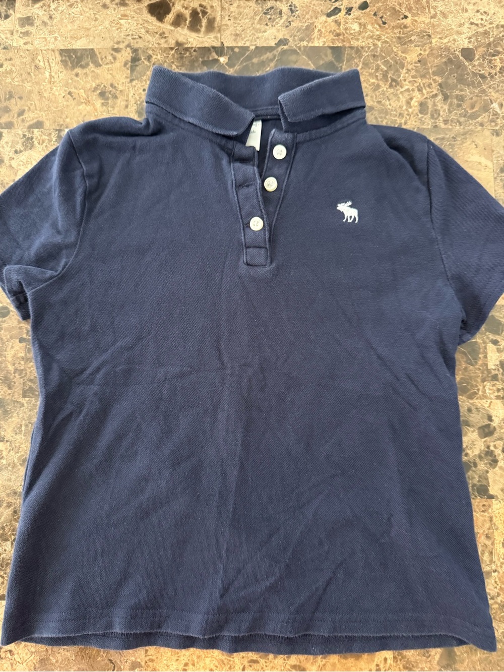 abercrombie kids Navy Blue Polo with White Moose Logo